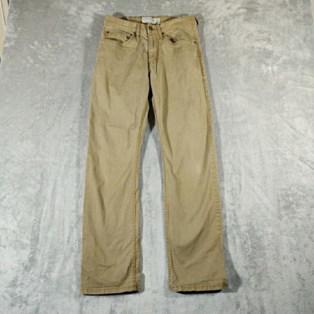 Wrangler Pants Mens 29/28 Brown‎ Khakis Straight Fit Flex Workwear Normcore